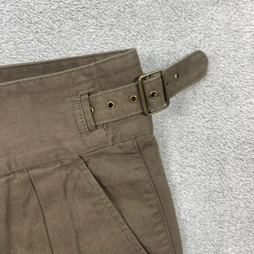 Banana Republic Pants Women 16 Olive Green Cotton Linen Pleated Cargo High Rise